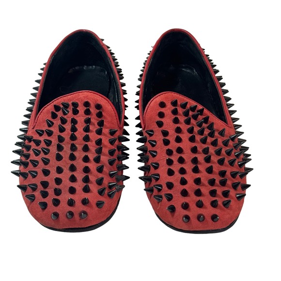 UNIF Shoes Unif Hellraiser Loafers Womens 7 Orange Red Suede Spiked